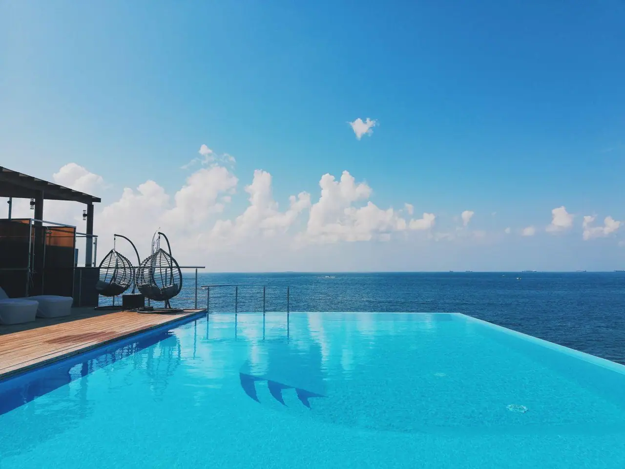 An infinity pool above the sea