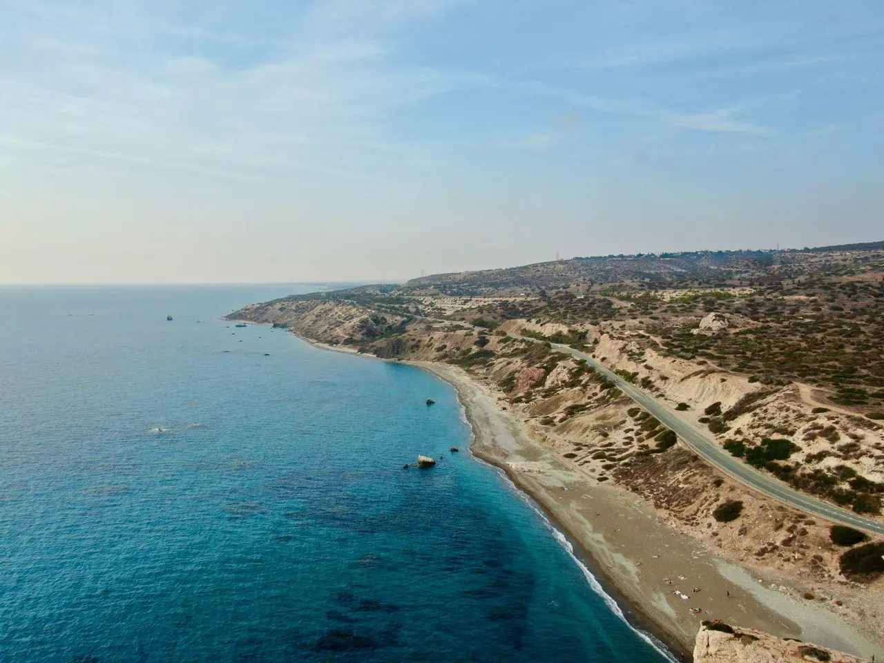 A rocky coast with clear water in Cyprus